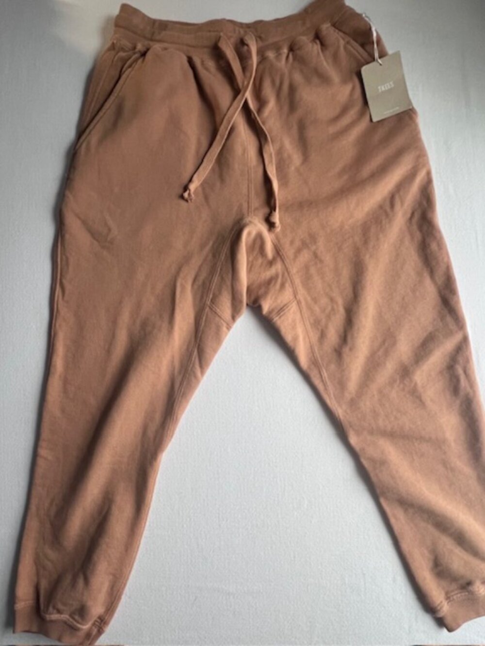 TKEES Core Sport toast brown Joggers "Drop Crotch" relaxed fit 1 X-Small